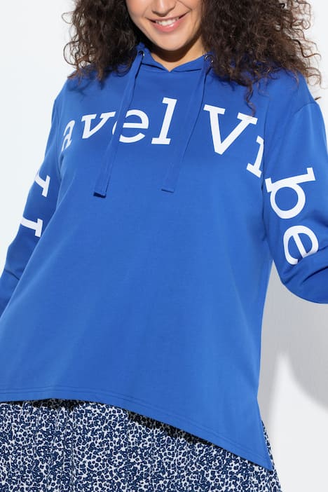 Hoodie, Schriftdruck, A-Linie, Kapuze, Langarm