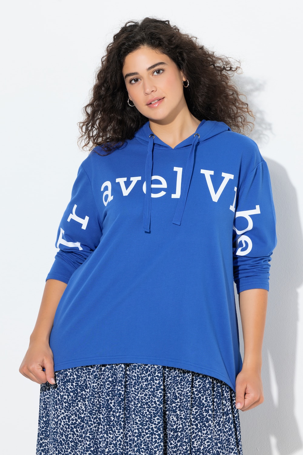 Hoodie, Schriftdruck, A-Linie, Kapuze, Langarm