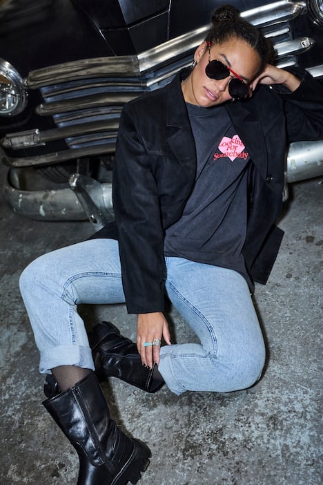 Blazer, Loose Shape, Suede, Revers, Komplettfutter