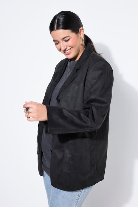 Blazer, Loose Shape, Suede, Revers, Komplettfutter