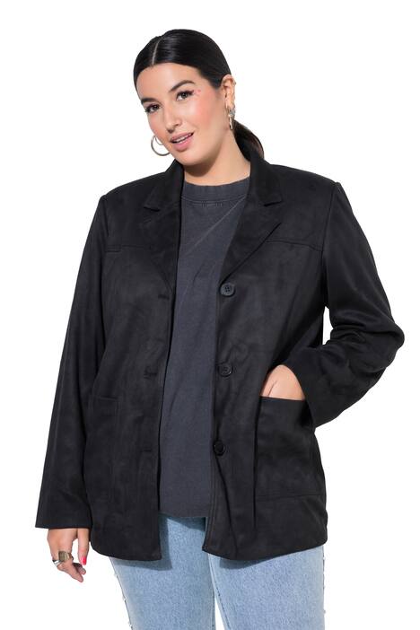 Blejzr, volný A střih, semiš, klopy, kompletní podšívka