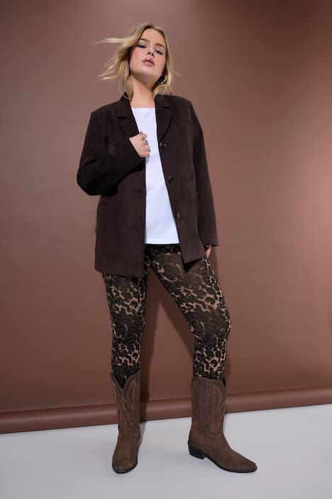 Blazer, Loose A-lijn, suède, revers, volledig gevoerd