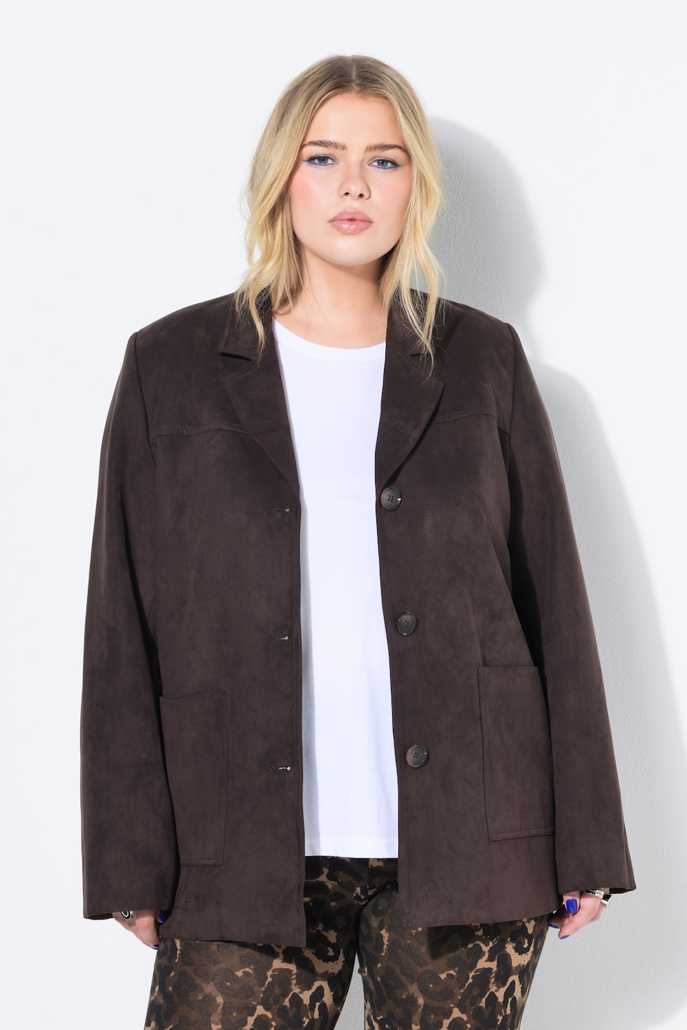 Blazer, Loose Shape, Suede, Revers, Komplettfutter