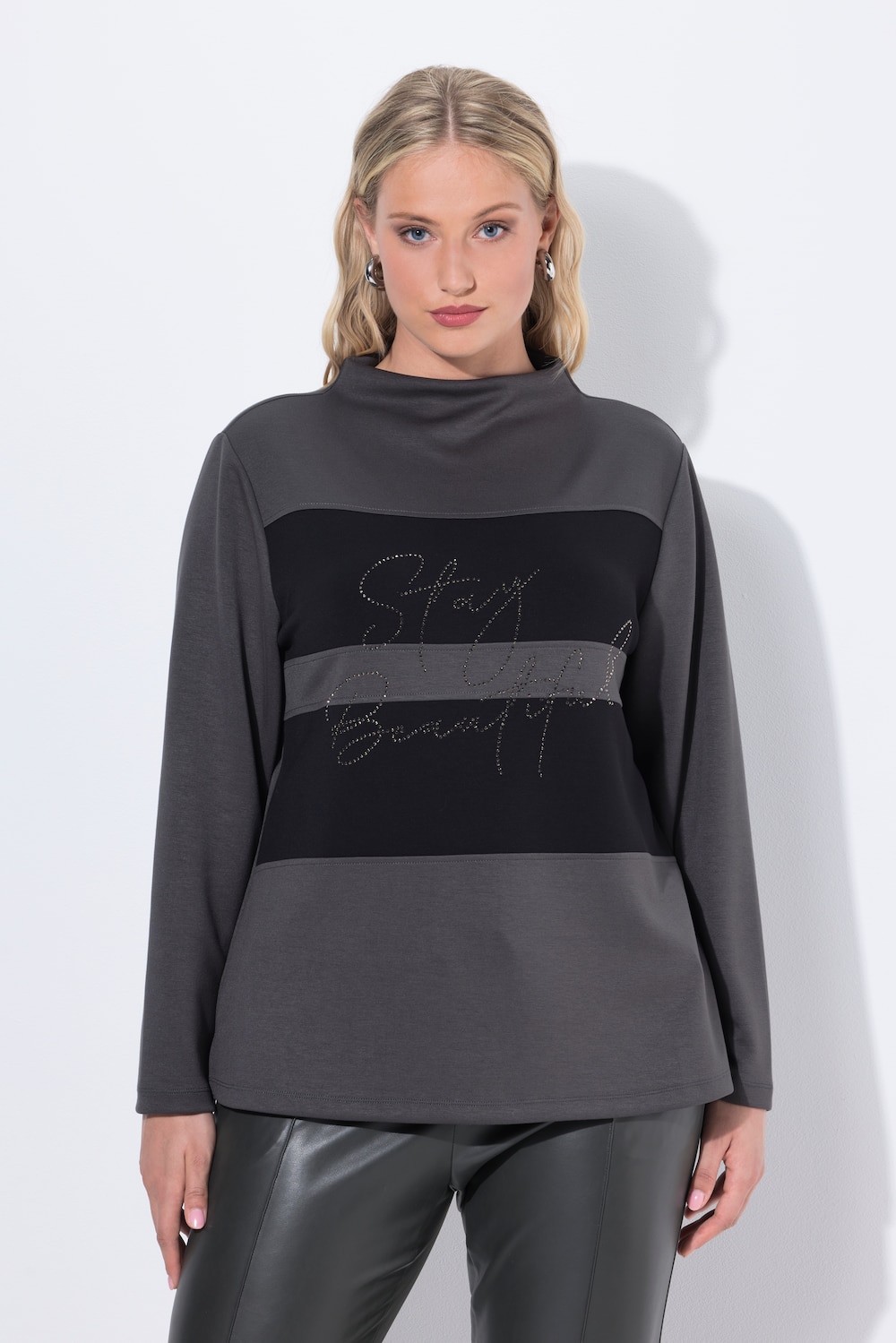 Große Größen Sweatshirt, Damen, grau, Größe: 62/64, Synthetische Fasern/Polyester, Ulla Popken