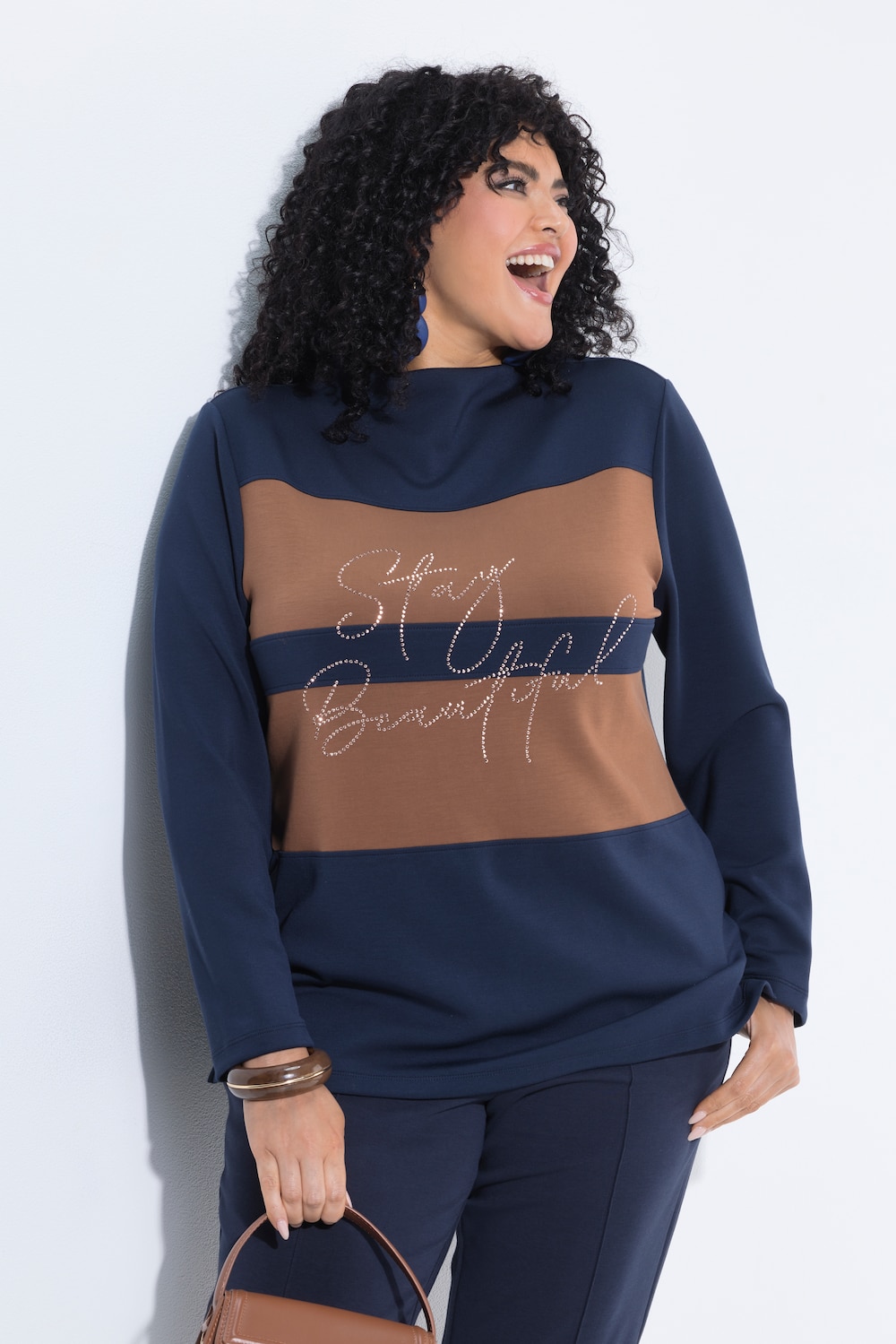 Sweatshirt, ståkrave, oversized, modalmix, langærmet