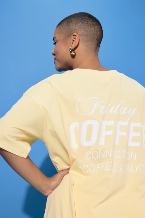 T-shirt, oversize, nadruk z tyłu Coffee