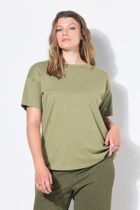 T-shirt, oversized, sterren-studs