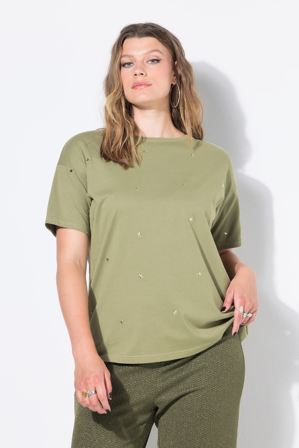 T-shirt, oversized, sterren-studs