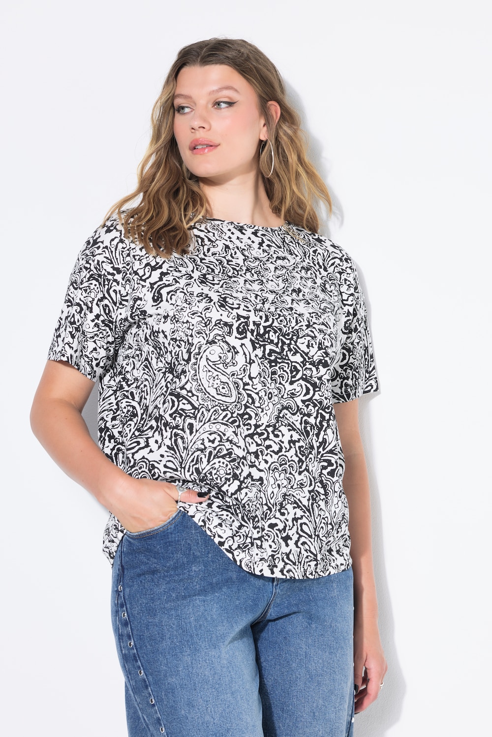 Große Größen T-Shirt, Damen, beige, Größe: 42/44, Baumwolle, Studio Untold