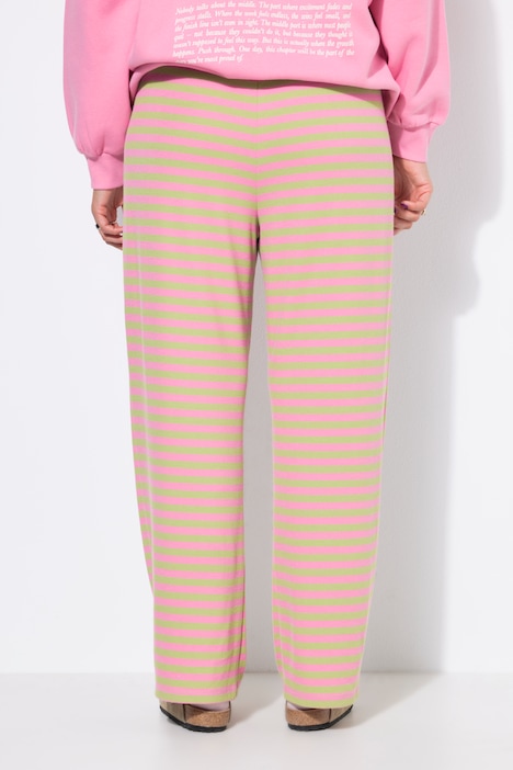 Hose, Wide Legs, Rippjersey mit Ringeln