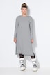 Maxi-jurk, A-lijn, ribjersey met strepen, lange mouwen