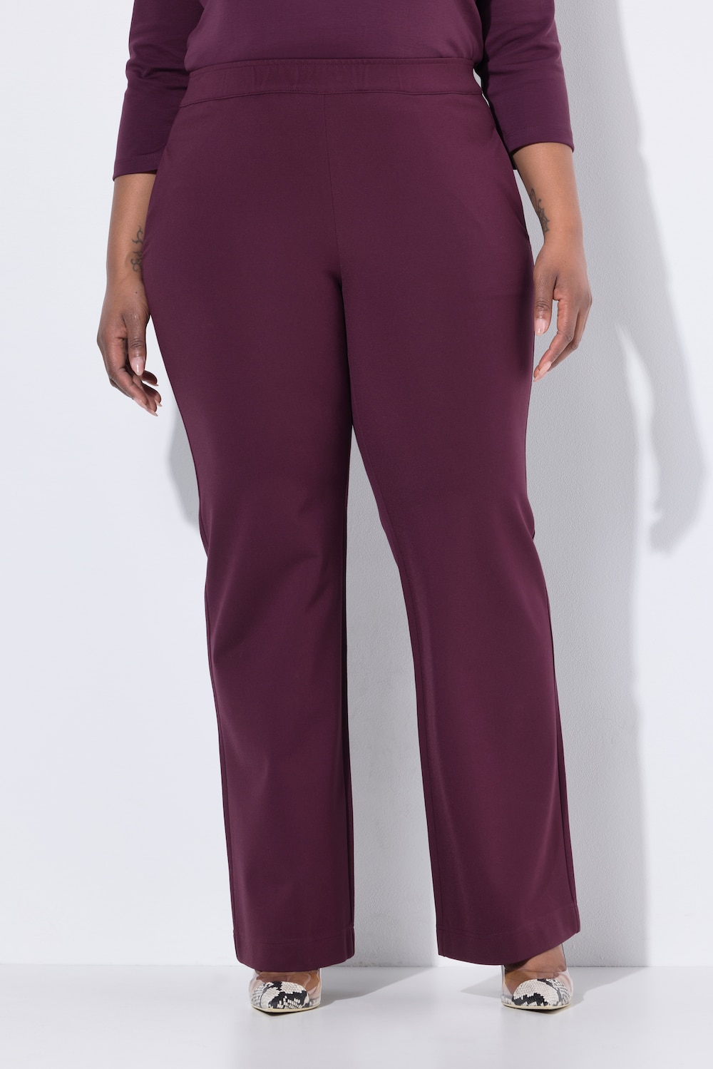 Große Größen Punto-Hose, Damen, lila, Größe: 50, Viskose/Synthetische Fasern, Ulla Popken