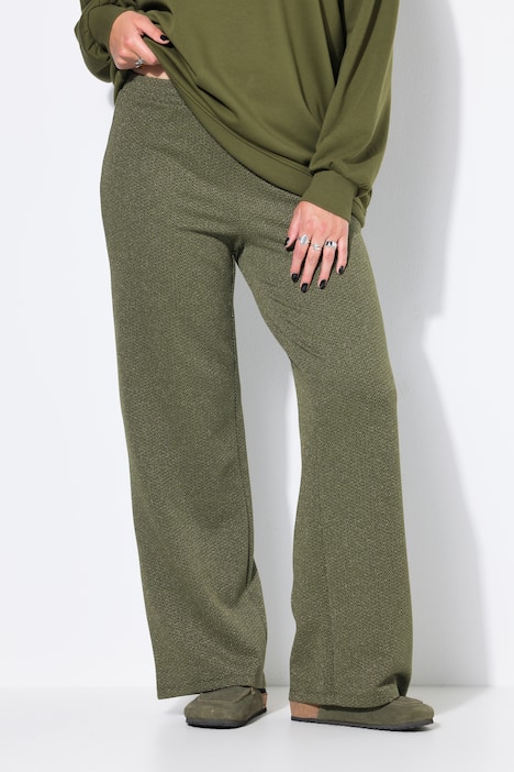 Broek, wijde pijpen, hoge taille, glitter-jacquard