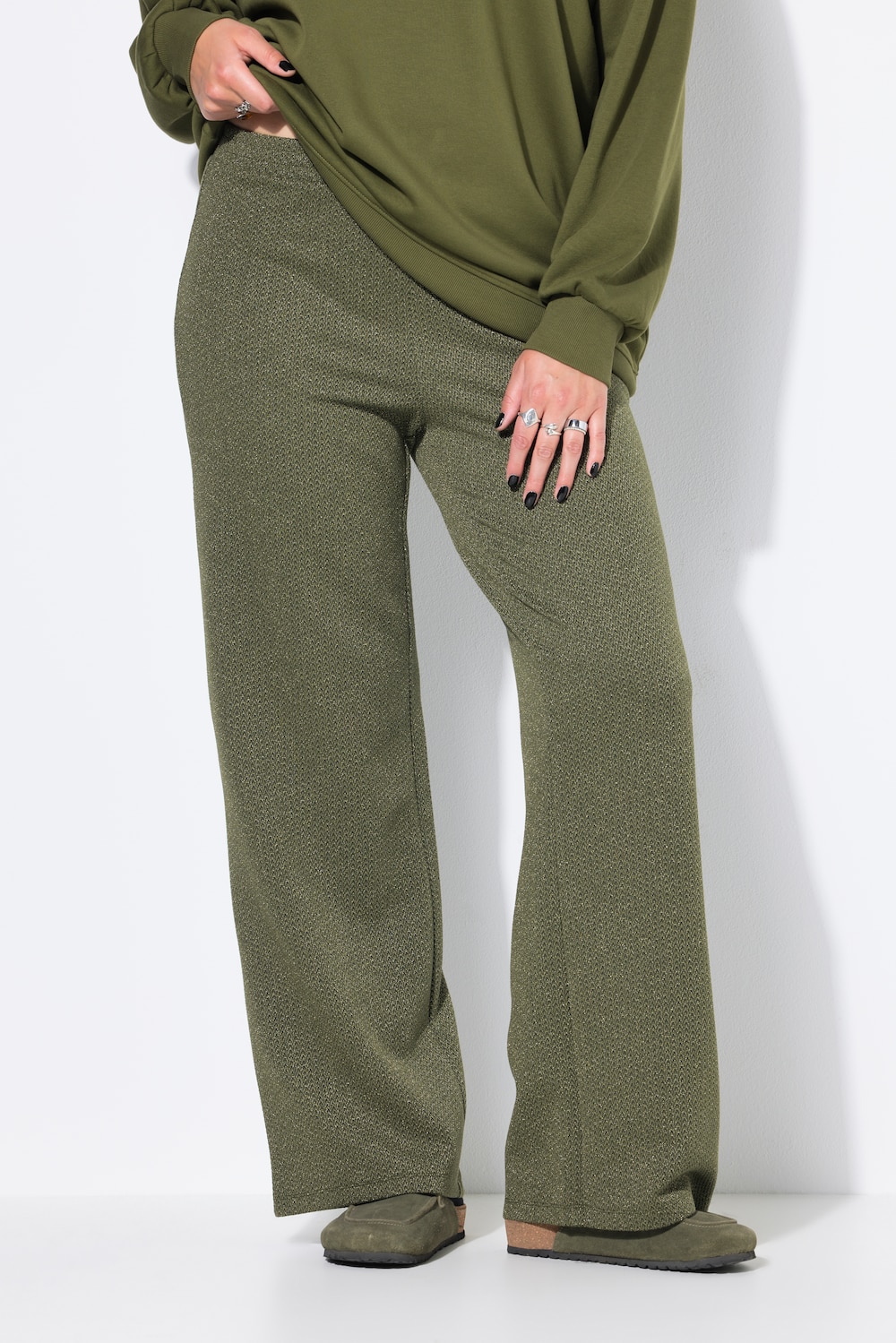 Hose, Wide Legs, High Waist, Glitzer-Jacquard