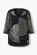 Chiffon-Bluse, Pailletten/Perlen, V-Ausschnitt, 3/4-Arm