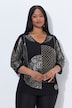 Chiffon-Bluse, Pailletten/Perlen, V-Ausschnitt, 3/4-Arm