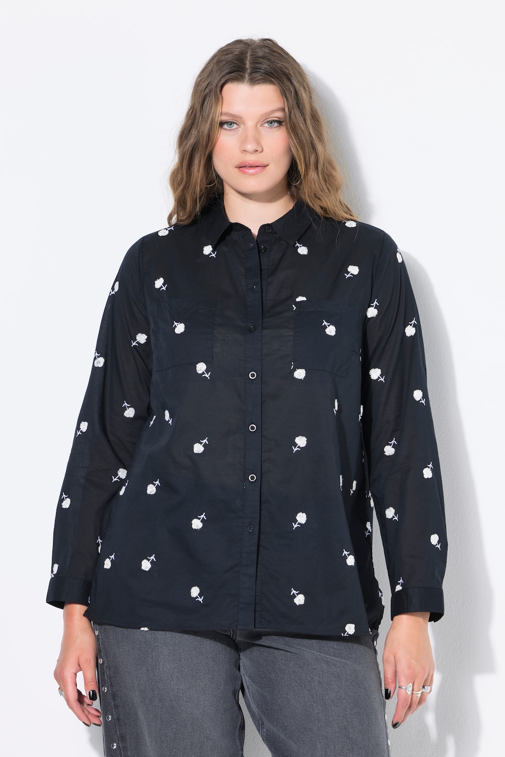 Große Größen Hemdbluse, Damen, schwarz, Größe: 58/60, Baumwolle, Studio Untold