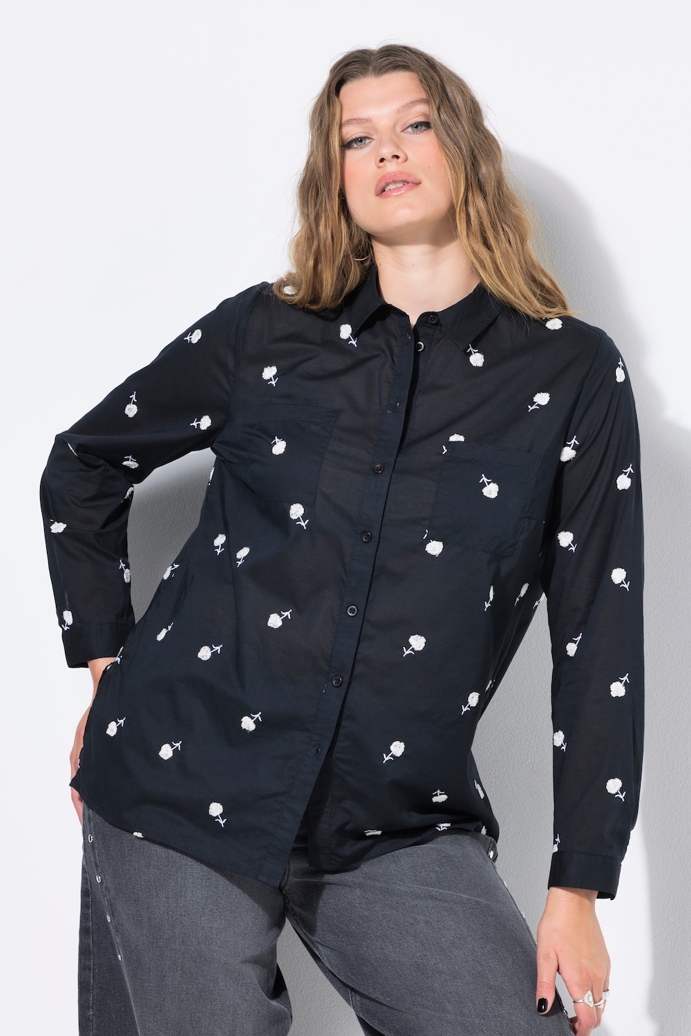 Thumbnail - Große Größen Hemdbluse, Damen, schwarz, Größe: 58/60, Baumwolle, Studio Untold