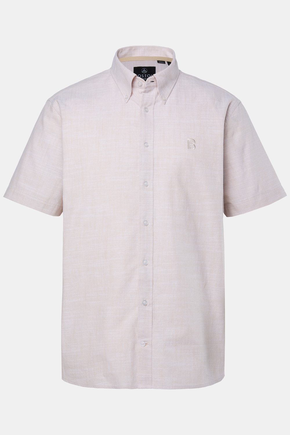 Boston Park overhemd in linnenlook, korte mouwen, buttondown kraag, comfortabele pasvorm, tot 8XL