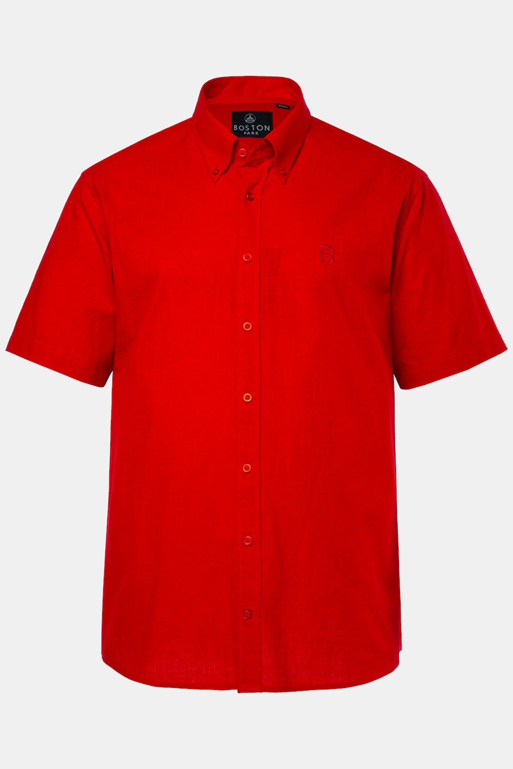 Boston Park overhemd in linnenlook, korte mouwen, buttondown kraag, comfortabele pasvorm, tot 8XL