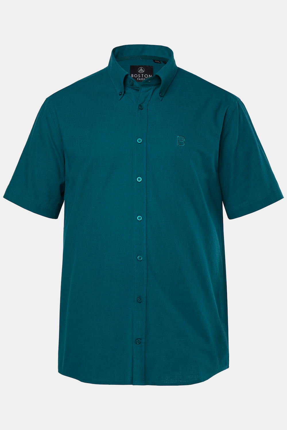 Boston Park skjorte i hørlook, korte ærmer, krave med knaplukning, komfortabel pasform, op til størrelse 8XL