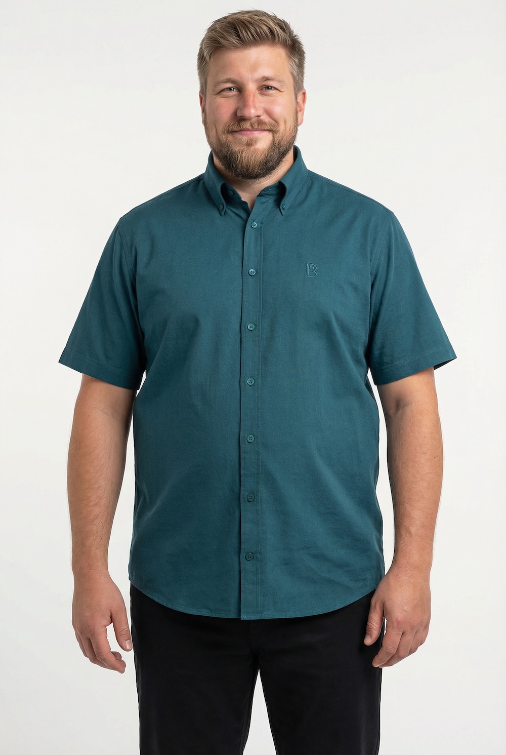 Boston Park Leinenoptik-Hemd, Halbarm, Buttondown-Kragen, Comfort Fit, bis 8 XL