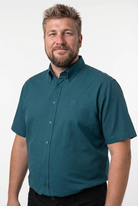 Boston Park Leinenoptik-Hemd, Halbarm, Buttondown-Kragen, Comfort Fit, bis 8 XL