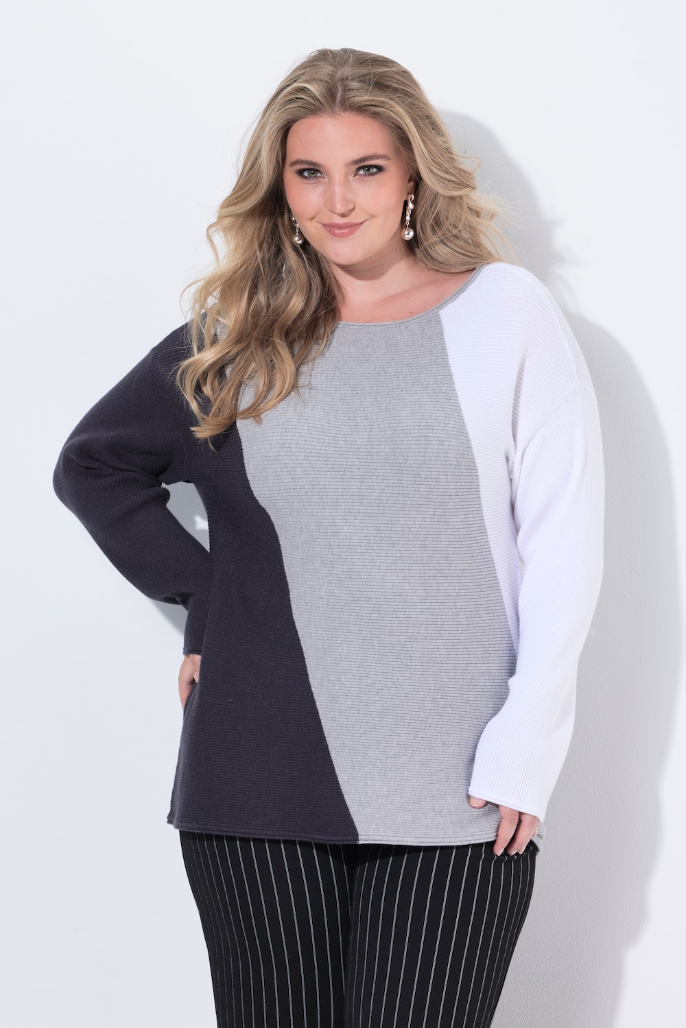 Große Größen Pullover, Damen, grau, Größe: 54/56, Viskose/Polyester/Synthetische Fasern, Ulla Popken