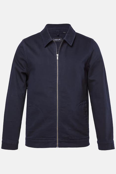 Men+ Jeansjacka, denim, dragkedja, 2 fickor, upp till stl 8XL