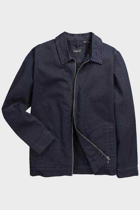 Men+ Jeansjacka, denim, dragkedja, 2 fickor, upp till stl 8XL