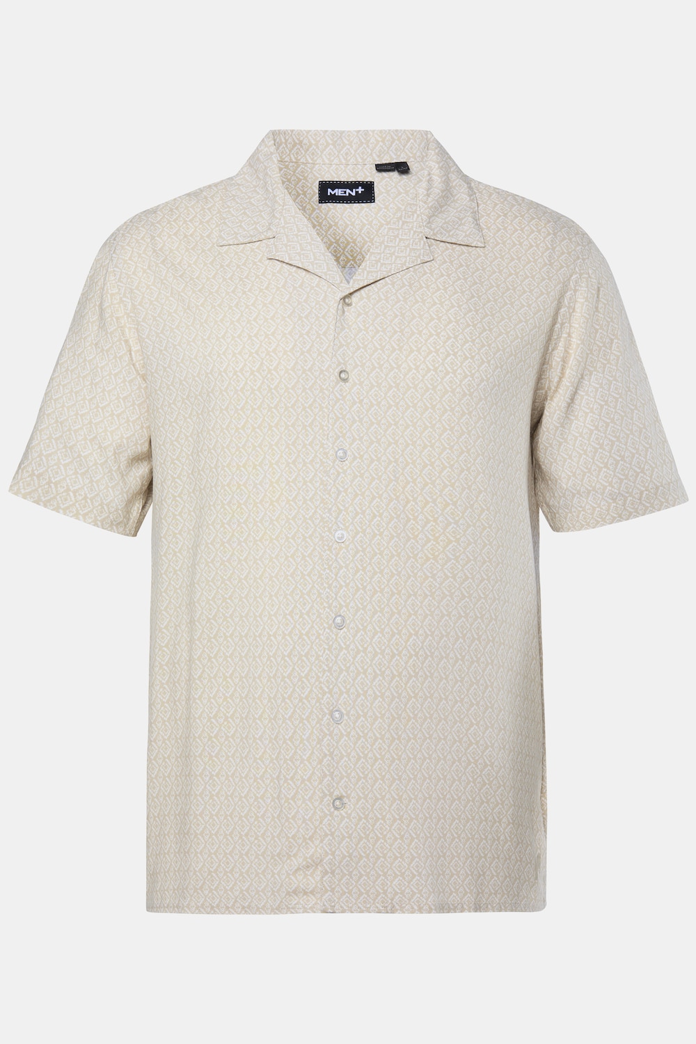 Men+ overhemd, korte mouwen, minimalistisch patroon, Cubaanse kraag, Cubaanse fit, tot 8XL