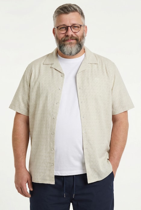 Men+ Hemd, Halbarm, Minimalmuster, Cubakragen, Cuba Fit, bis 8 XL