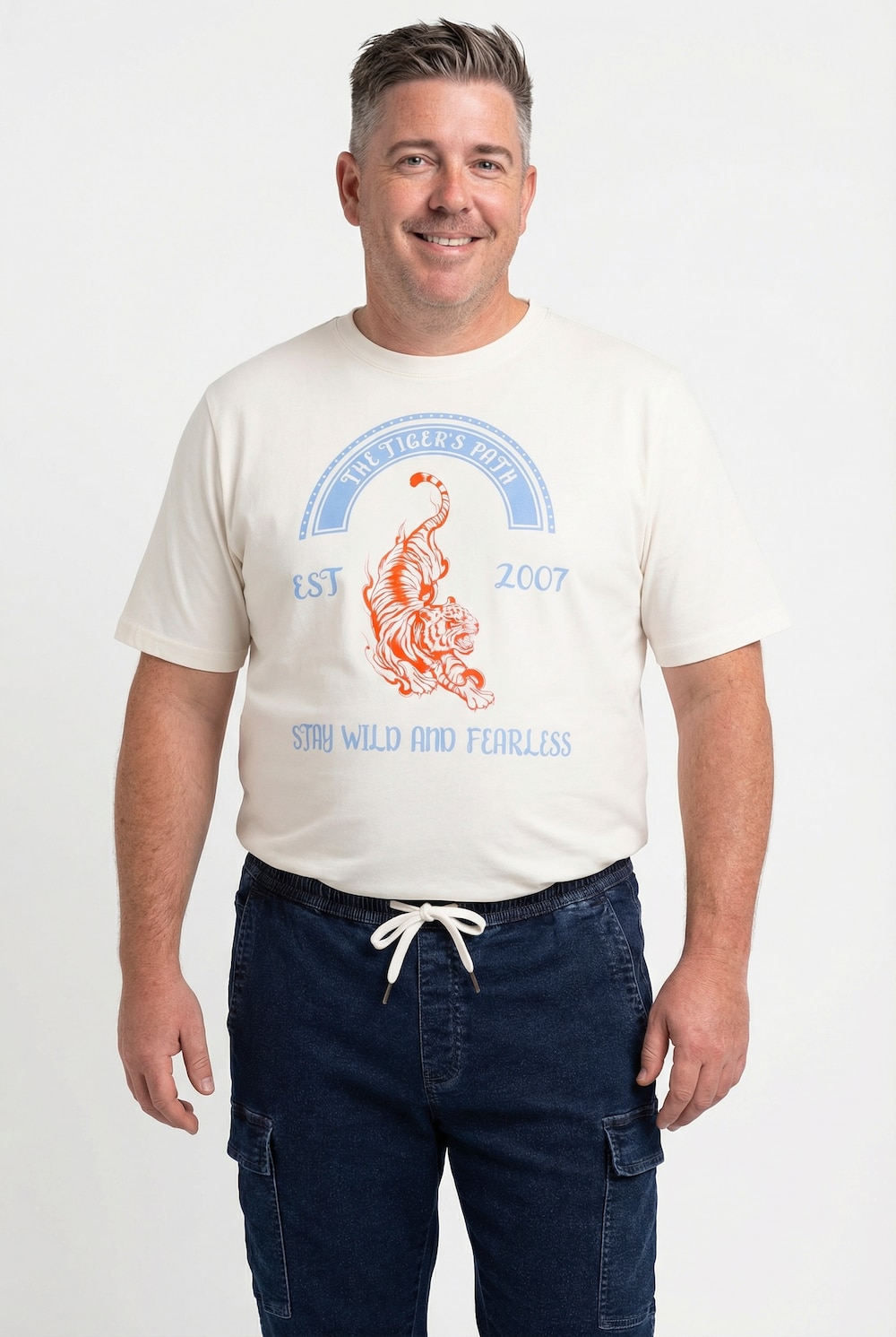 Men+ T-Shirt, Brustprint, Halbarm, Rundhals, bis 8 XL