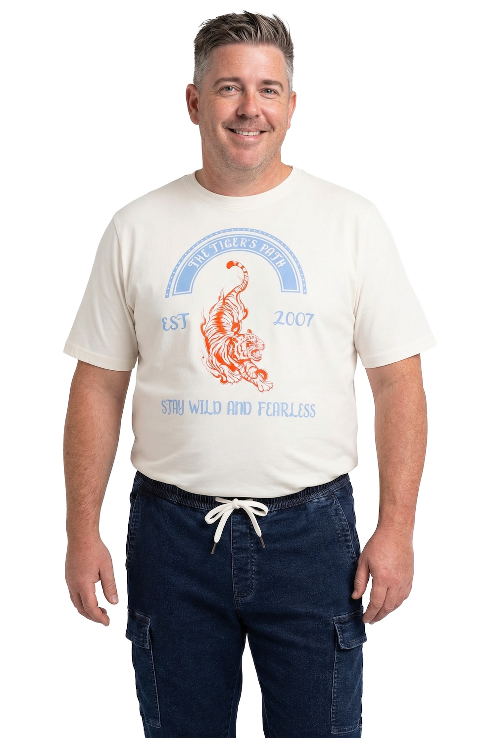 Stora storlekar T-shirt, Her, vit, storlek: 4XL, Bomull, Men Plus