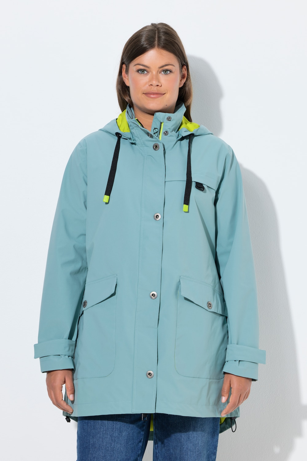 Große Größen 4 Jahreszeiten Funktionsmantel, Damen, türkis, Größe: 56/58, Polyester, LAURASON