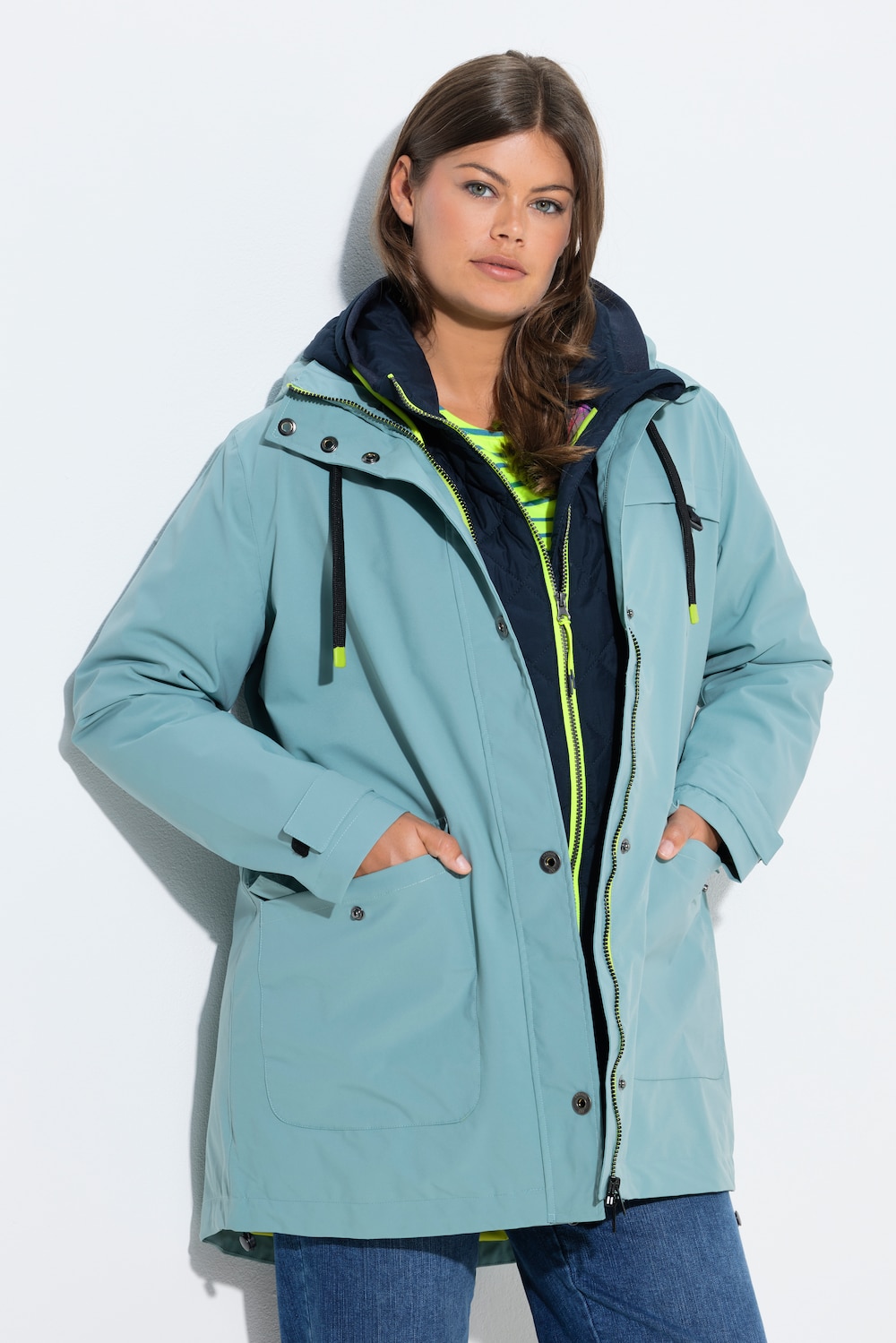 Functionele 4-seizoenen mantel, afknoopbare capuchon