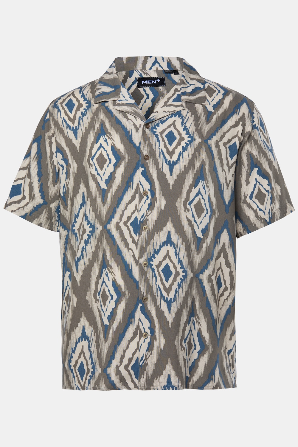 Men+ overhemd, korte mouwen, minimalistisch patroon, Cubaanse kraag, Cubaanse fit, tot 8XL