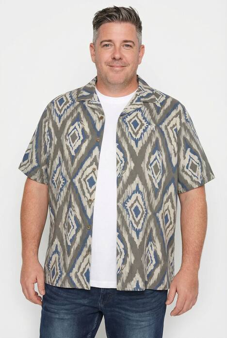 Men+ Hemd, Halbarm, Minimalmuster, Cubakragen, Cuba Fit, bis 8 XL