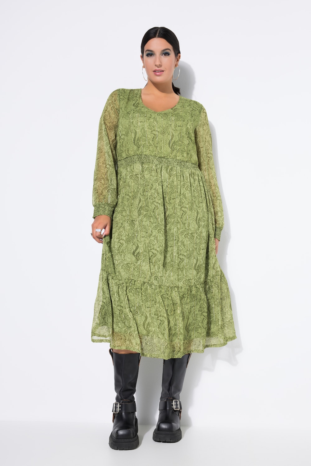 Große Größen Midikleid, Damen, grün, Größe: 54/56, Polyester, Studio Untold