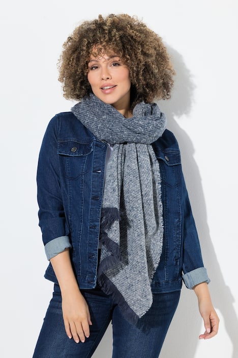 Sciarpa di maglia mélange con frange