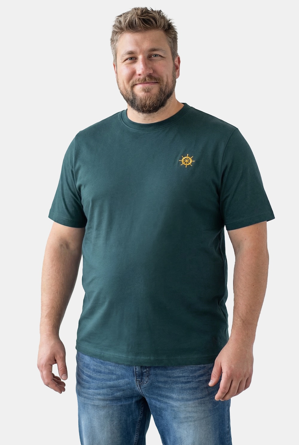 Men+ T-Shirt, Bruststick, Halbarm, Rundhals, bis 8 XL