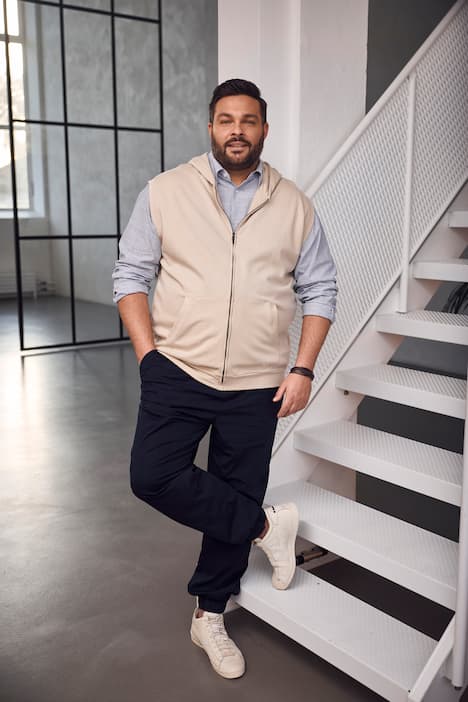 Men+ gestreept overhemd, linnenlook, lange mouwen, kentkraag, Comfort Fit, tot 8XL