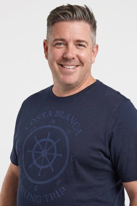 Men+ T-Shirts, Doppelpack, Brustprint, Halbarm, bis 8 XL