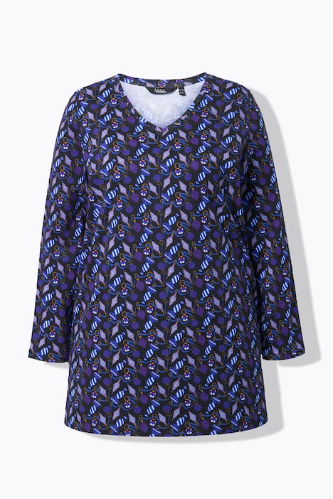 Shirt, A-lijn, kerstboomversiering, V-hals, lange mouwen