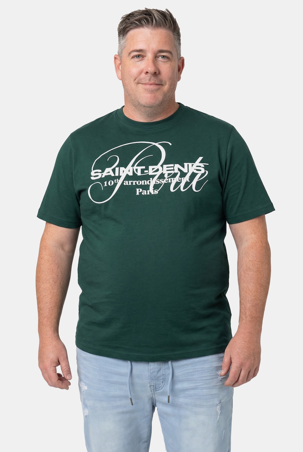 Men+ T-Shirt, Brustprint, Halbarm, Rundhals, bis 8 XL