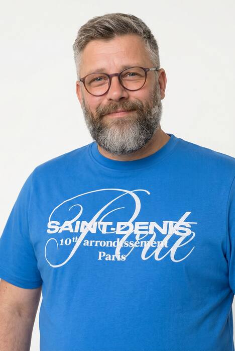 Men+ T-Shirt, Brustprint, Halbarm, Rundhals, bis 8 XL