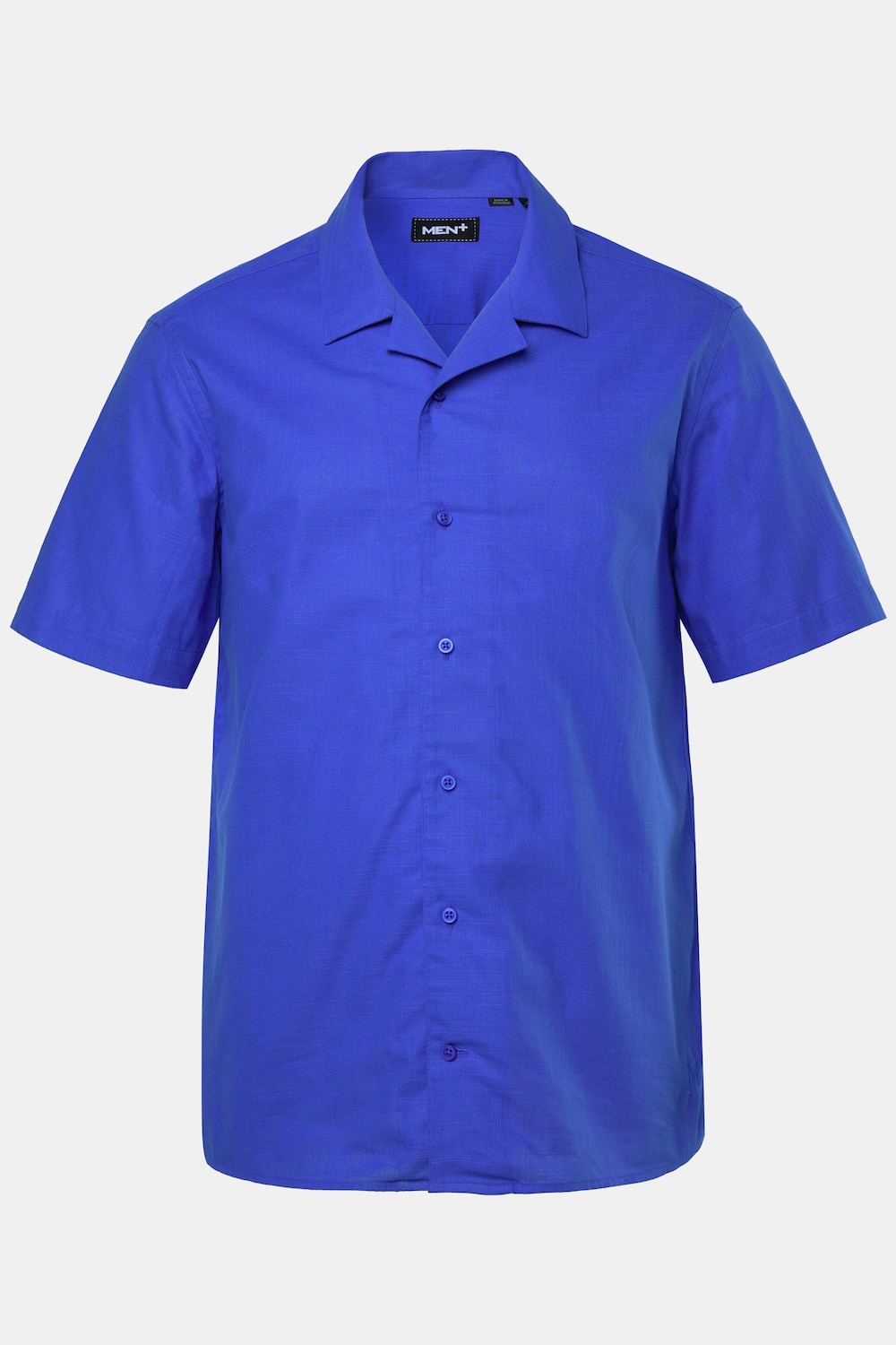 Men+ skjorte i hørlook, korte ærmer, Cubakrave, Cuba pasform, op til 8 XL
