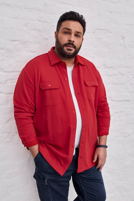 Men+ sweat-overhemd, lange mouwen, kentkraag, Modern Fit, tot 8XL