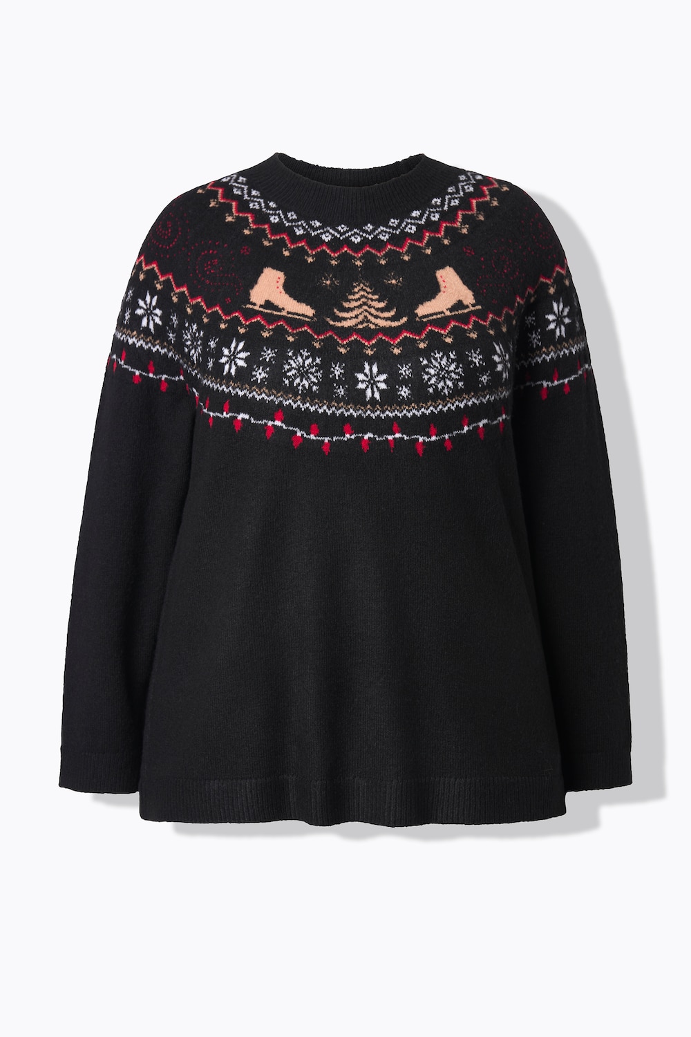 Stora storlekar Jultröja, Dam, svart, storlek: 46/48, Syntetfibrer/Polyester, Ulla Popken