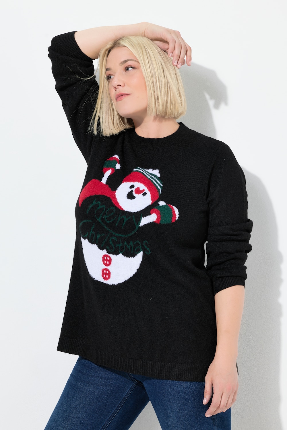 Pullover, Weihnachtsmotiv, Stehkragen, Langarm